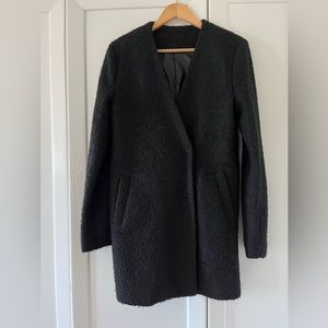 Black thick textured wool blend Coat